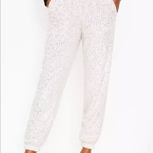 LOFT White Sequin Ankle Pants